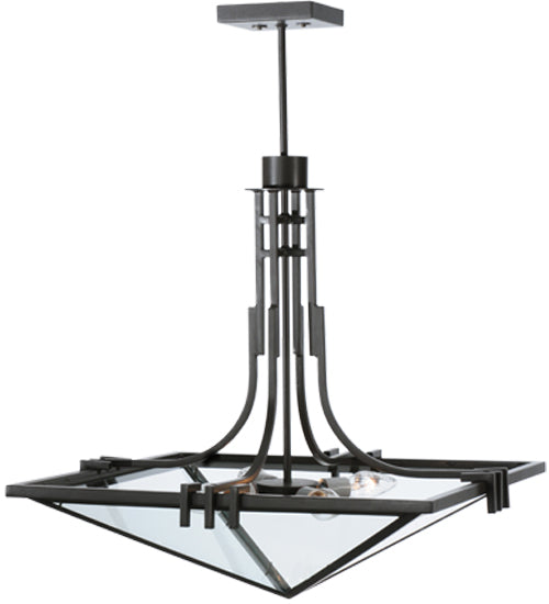 Meyda Lighting Lineage 38" 4-Light Timeless Bronze Inverted Pendant Light With Clear Shade Glass