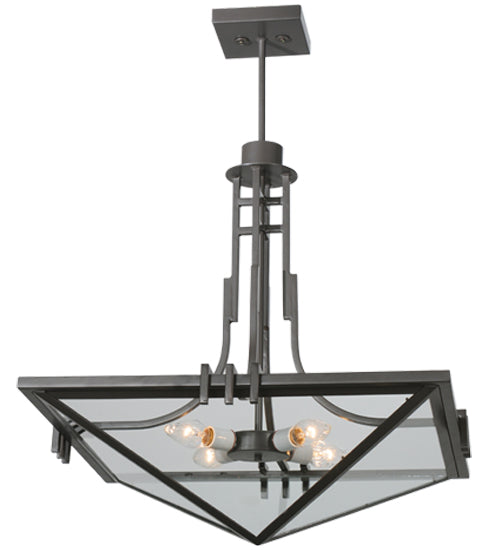 Meyda Lighting Lineage 38" 4-Light Timeless Bronze Inverted Pendant Light With Clear Shade Glass