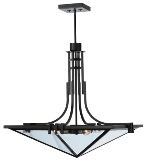 Meyda Lighting Lineage 38" 4-Light Timeless Bronze Inverted Pendant Light With Clear Shade Glass