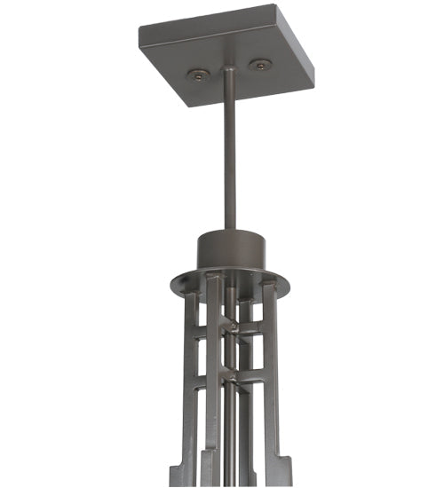 Meyda Lighting Lineage 38" 4-Light Timeless Bronze Inverted Pendant Light With Clear Shade Glass