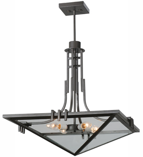 Meyda Lighting Lineage 38" 4-Light Timeless Bronze Inverted Pendant Light With Clear Shade Glass