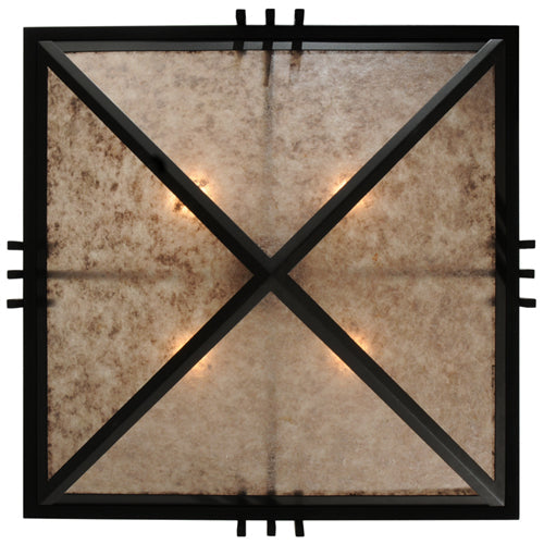 Meyda Lighting Lineage 38" 4-Light Timeless Bronze Inverted Pendant Light With Silver Mica Shade Glass