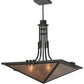 Meyda Lighting Lineage 38" 4-Light Timeless Bronze Inverted Pendant Light With Silver Mica Shade Glass