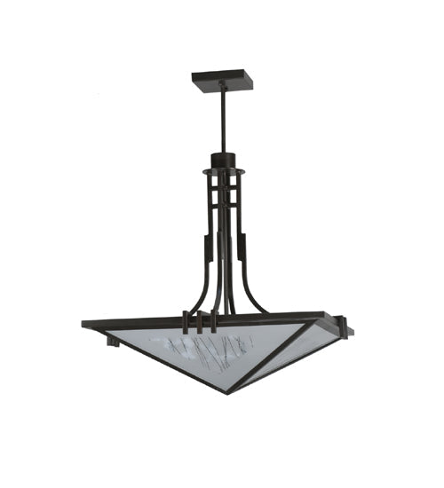 Meyda Lighting Lineage 38" 4-Light Timeless Bronze Inverted Pendant Light With White Shade Glass