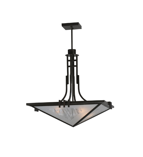 Meyda Lighting Lineage 38" 4-Light Timeless Bronze Inverted Pendant Light With White Shade Glass