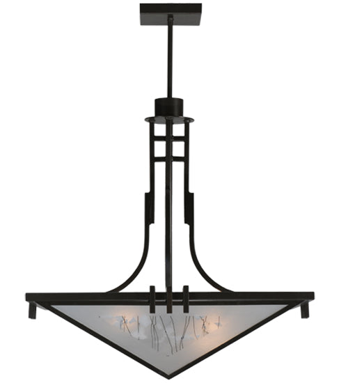 Meyda Lighting Lineage 38" 4-Light Timeless Bronze Inverted Pendant Light With White Shade Glass