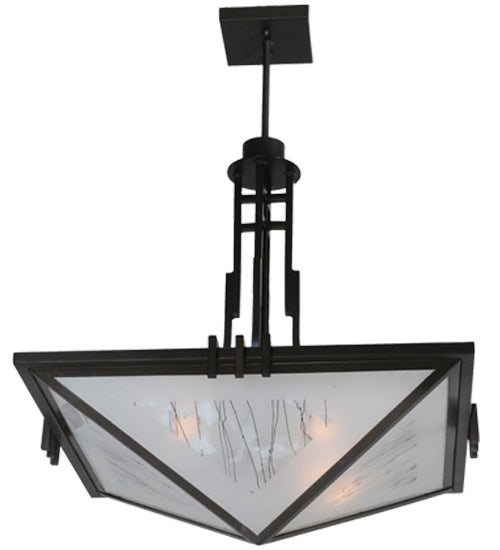 Meyda Lighting Lineage 38" 4-Light Timeless Bronze Inverted Pendant Light With White Shade Glass