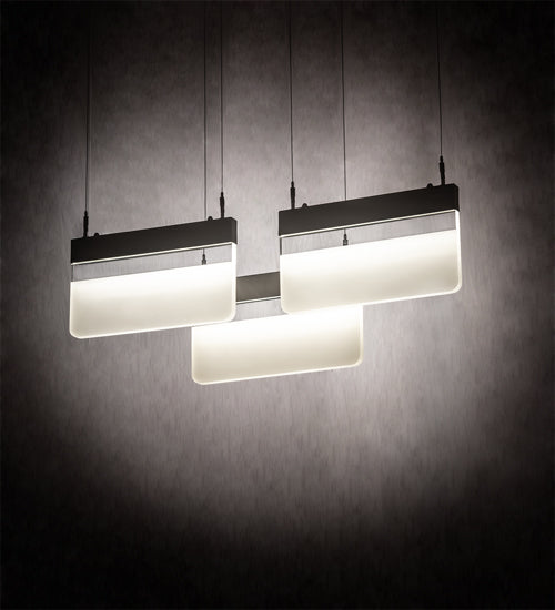 Meyda Lighting Lineal 36" LED Oil Rubbed Bronze Pendant Light With Crystal Idalight & Contrail Mist Idalight Shade