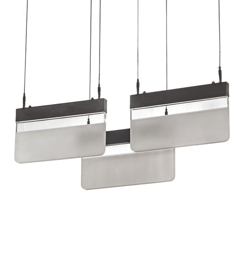 Meyda Lighting Lineal 36" LED Oil Rubbed Bronze Pendant Light With Crystal Idalight & Contrail Mist Idalight Shade