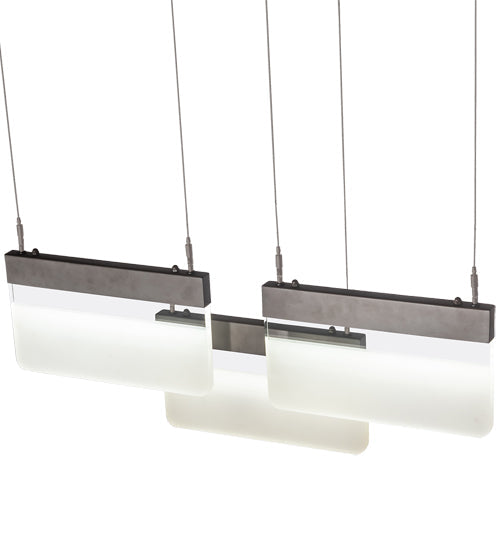 Meyda Lighting Lineal 36" LED Oil Rubbed Bronze Pendant Light With Crystal Idalight & Contrail Mist Idalight Shade