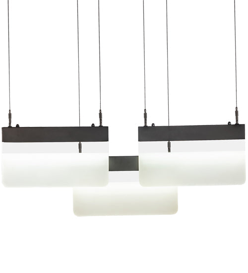 Meyda Lighting Lineal 36" LED Oil Rubbed Bronze Pendant Light With Crystal Idalight & Contrail Mist Idalight Shade