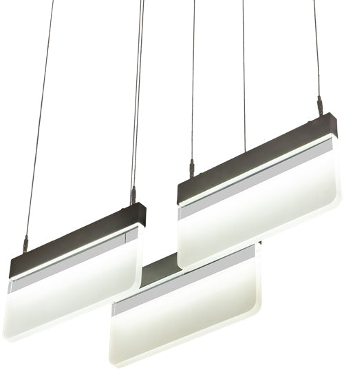 Meyda Lighting Lineal 36" LED Oil Rubbed Bronze Pendant Light With Crystal Idalight & Contrail Mist Idalight Shade