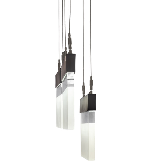 Meyda Lighting Lineal 36" LED Oil Rubbed Bronze Pendant Light With Crystal Idalight & Contrail Mist Idalight Shade