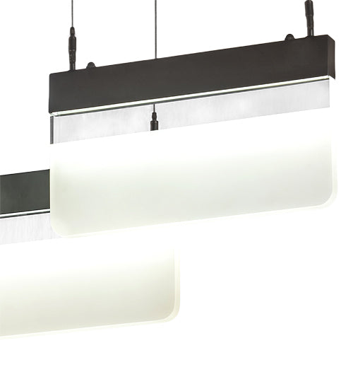 Meyda Lighting Lineal 36" LED Oil Rubbed Bronze Pendant Light With Crystal Idalight & Contrail Mist Idalight Shade