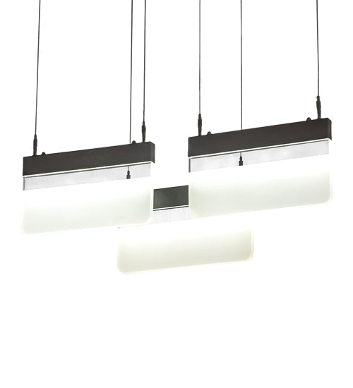 Meyda Lighting Lineal 36" LED Oil Rubbed Bronze Pendant Light With Crystal Idalight & Contrail Mist Idalight Shade