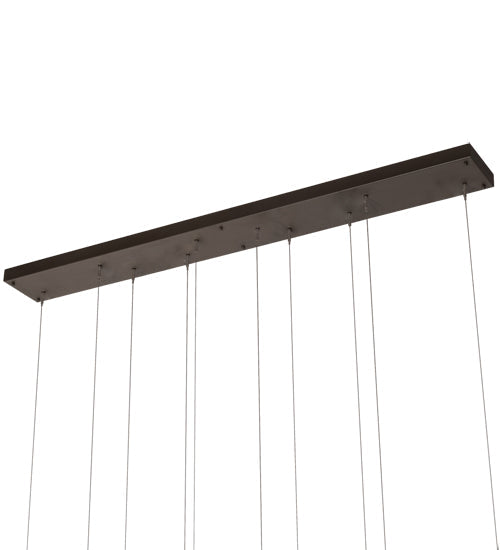 Meyda Lighting Lineal 72" LED Oil Rubbed Bronze Pendant Light With Crystal Idalight & Contrail Mist Idalight Shade