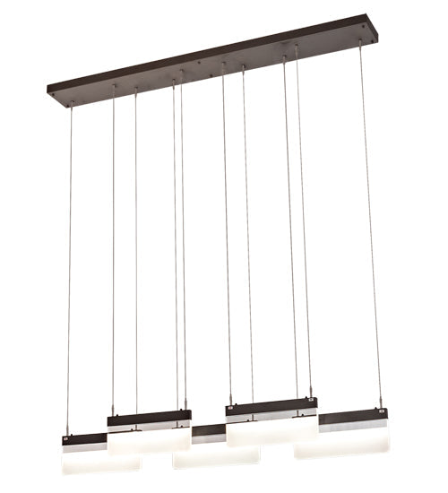 Meyda Lighting Lineal 72" LED Oil Rubbed Bronze Pendant Light With Crystal Idalight & Contrail Mist Idalight Shade