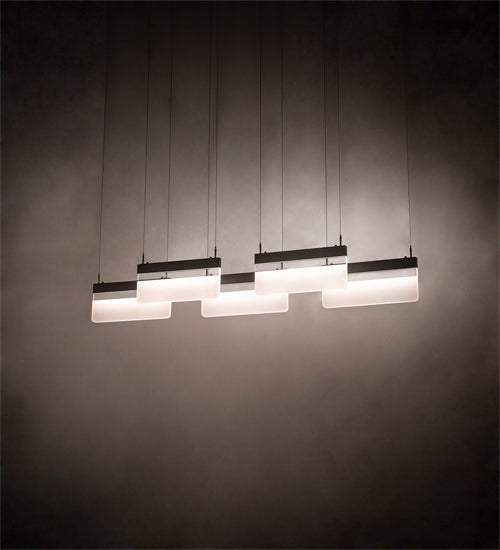 Meyda Lighting Lineal 72" LED Oil Rubbed Bronze Pendant Light With Crystal Idalight & Contrail Mist Idalight Shade