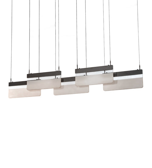 Meyda Lighting Lineal 72" LED Oil Rubbed Bronze Pendant Light With Crystal Idalight & Contrail Mist Idalight Shade