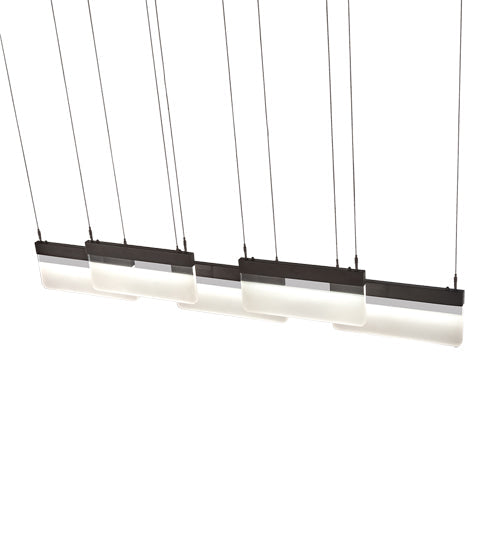 Meyda Lighting Lineal 72" LED Oil Rubbed Bronze Pendant Light With Crystal Idalight & Contrail Mist Idalight Shade