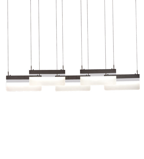 Meyda Lighting Lineal 72" LED Oil Rubbed Bronze Pendant Light With Crystal Idalight & Contrail Mist Idalight Shade