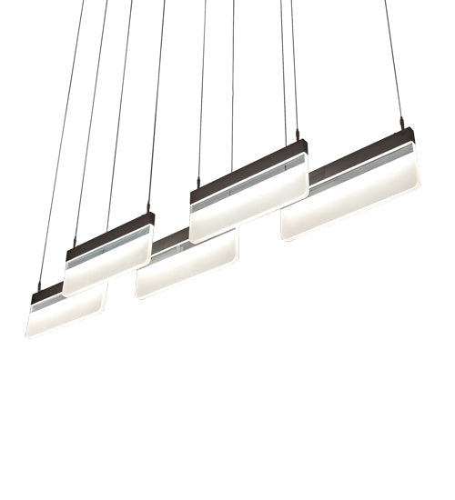 Meyda Lighting Lineal 72" LED Oil Rubbed Bronze Pendant Light With Crystal Idalight & Contrail Mist Idalight Shade