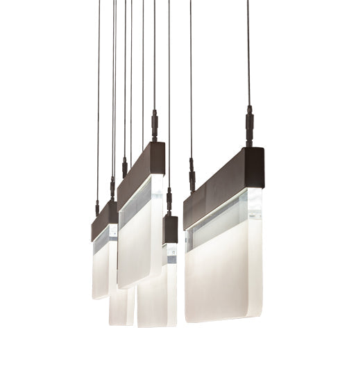 Meyda Lighting Lineal 72" LED Oil Rubbed Bronze Pendant Light With Crystal Idalight & Contrail Mist Idalight Shade