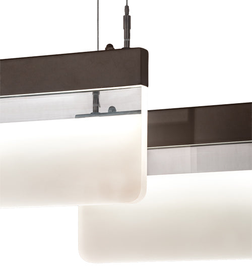 Meyda Lighting Lineal 72" LED Oil Rubbed Bronze Pendant Light With Crystal Idalight & Contrail Mist Idalight Shade