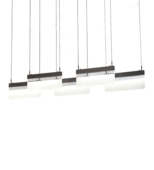 Meyda Lighting Lineal 72" LED Oil Rubbed Bronze Pendant Light With Crystal Idalight & Contrail Mist Idalight Shade