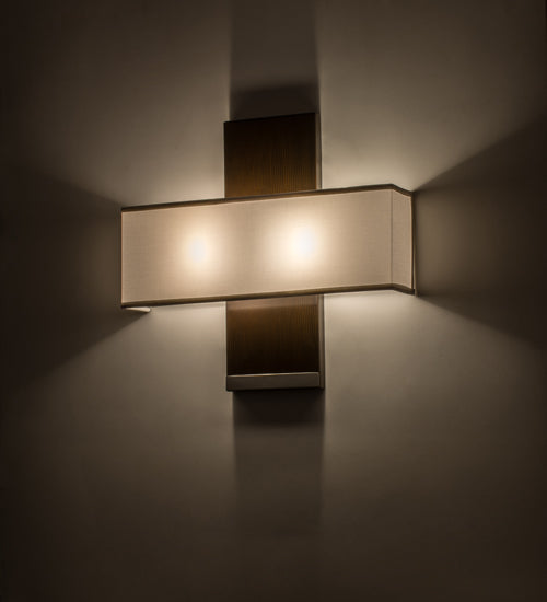 Meyda Lighting Lineal Intersect 20" 2-Light Nickel Wall Sconce With White Textrene Shade