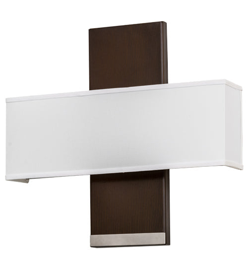 Meyda Lighting Lineal Intersect 20" 2-Light Nickel Wall Sconce With White Textrene Shade