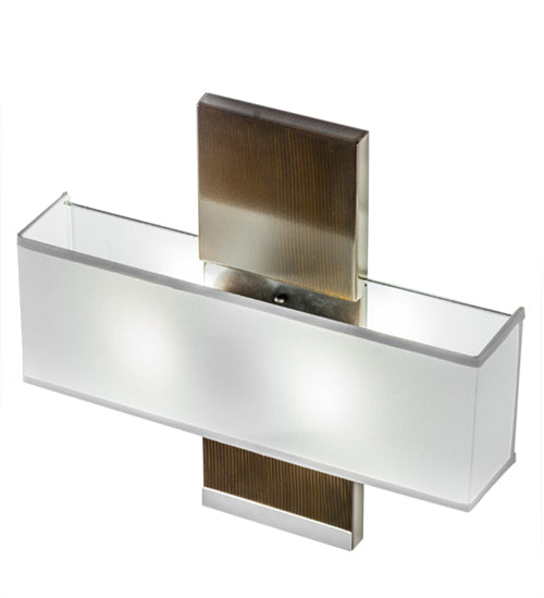 Meyda Lighting Lineal Intersect 20" 2-Light Nickel Wall Sconce With White Textrene Shade