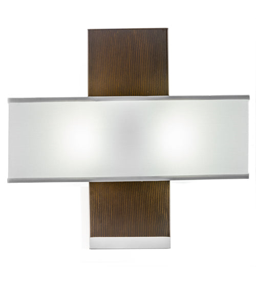 Meyda Lighting Lineal Intersect 20" 2-Light Nickel Wall Sconce With White Textrene Shade