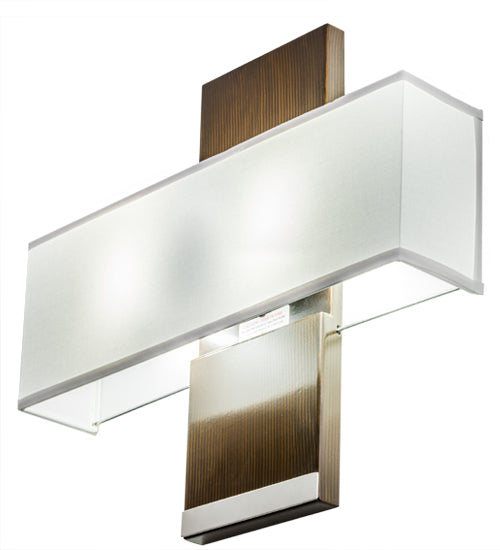 Meyda Lighting Lineal Intersect 20" 2-Light Nickel Wall Sconce With White Textrene Shade