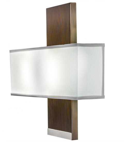 Meyda Lighting Lineal Intersect 20" 2-Light Nickel Wall Sconce With White Textrene Shade