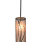 Meyda Lighting Linifolia 5" Nickel Antique Iron Gate Mini Pendant Light With Silver Mica Shade Glass