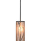 Meyda Lighting Linifolia 5" Nickel Antique Iron Gate Mini Pendant Light With Silver Mica Shade Glass