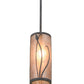 Meyda Lighting Linifolia 5" Nickel Antique Iron Gate Mini Pendant Light With Silver Mica Shade Glass