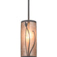 Meyda Lighting Linifolia 5" Nickel Antique Iron Gate Mini Pendant Light With Silver Mica Shade Glass