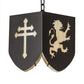 Meyda Lighting Lions and Cross 14" Textured Black Pendant Light With Beige Art Shade Glass