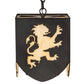 Meyda Lighting Lions and Cross 14" Textured Black Pendant Light With Beige Art Shade Glass