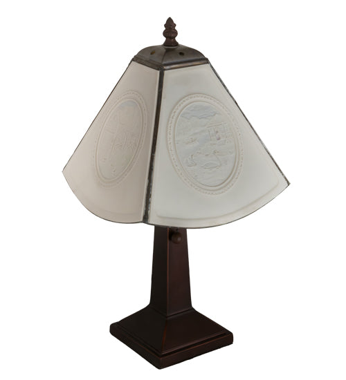 Meyda Lighting Lithophane 17" Antique Americana Accent Table Lamp With White Shade Glass