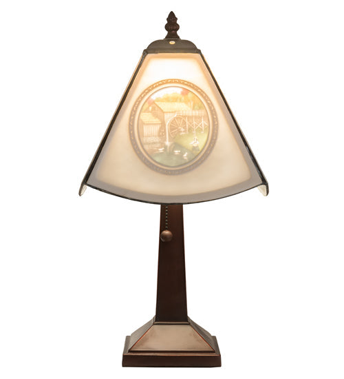 Meyda Lighting Lithophane 17" Antique Americana Accent Table Lamp With White Shade Glass