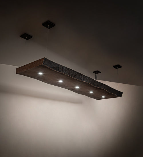 Meyda Lighting Live Edge Walnut 93" 5-Light Natural Wood Island Pendant Light