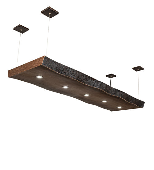 Meyda Lighting Live Edge Walnut 93" 5-Light Natural Wood Island Pendant Light