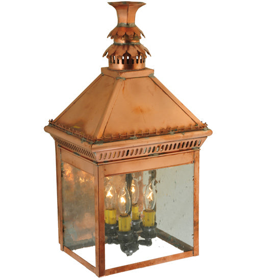 Meyda Lighting Locke 11" 4-Light Natural Copper Wall Sconce With Clear Seeded Shade Glass