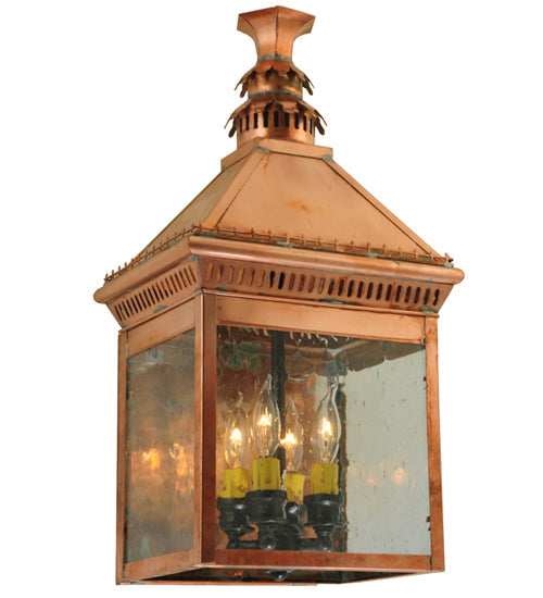 Meyda Lighting Locke 11" 4-Light Natural Copper Wall Sconce With Clear Seeded Shade Glass