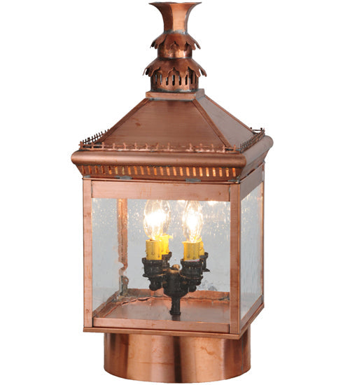 Meyda Lighting Locke 14" 4-Light Raw Copper Post Mount Light With Clear Spectrum Seedy Shade Glass