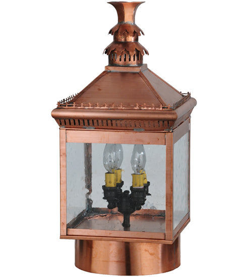 Meyda Lighting Locke 14" 4-Light Raw Copper Post Mount Light With Clear Spectrum Seedy Shade Glass