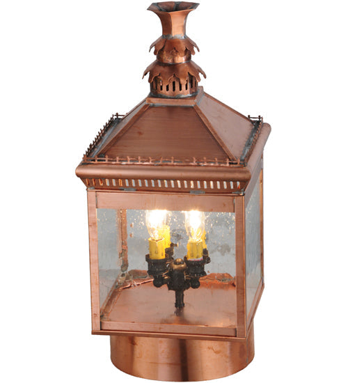 Meyda Lighting Locke 14" 4-Light Raw Copper Post Mount Light With Clear Spectrum Seedy Shade Glass